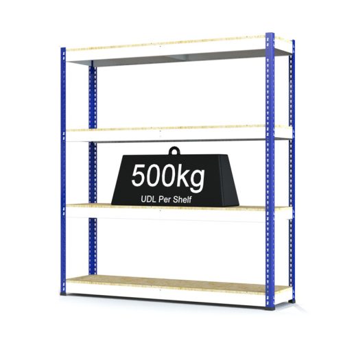 RAX 1 - Heavy Duty Racking with 4 Levels - White and Blue