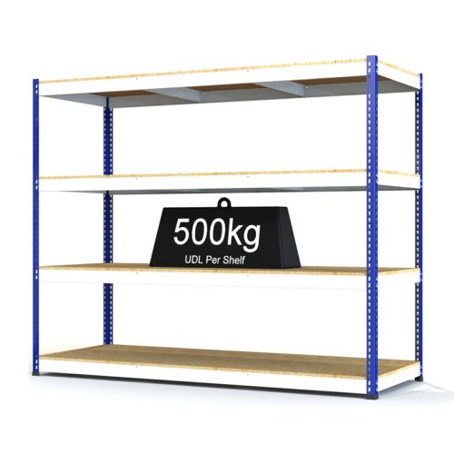 RAX 1 - Heavy Duty Racking with 4 Levels - White and Blue