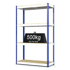 RAX 1 - Heavy Duty Racking with 4 Levels - White and Blue