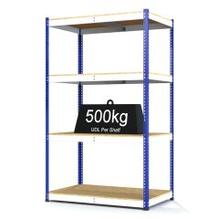 RAX 1 - Heavy Duty Racking with 4 Levels - White and Blue