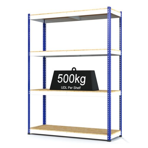 RAX 1 - Heavy Duty Racking with 4 Levels - White and Blue