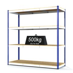 RAX 1 - Heavy Duty Racking with 4 Levels - White and Blue