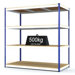 RAX 1 - Heavy Duty Racking with 4 Levels - White and Blue