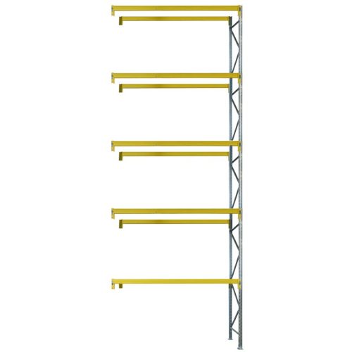 Pallet racking extension bay with 5 levels