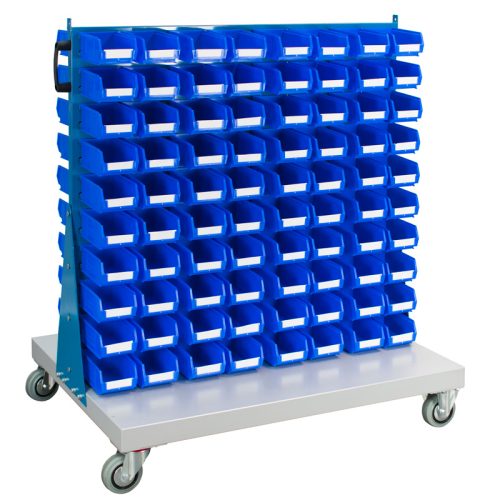 Double Sided Louvred Panel Trolley with Bins - Image 11