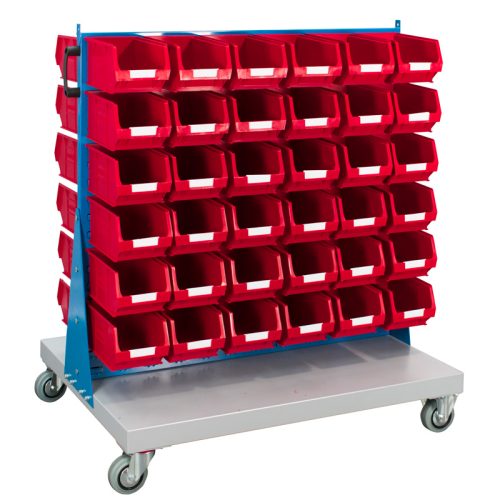 Double Sided Louvred Panel Trolley with Bins - Image 9