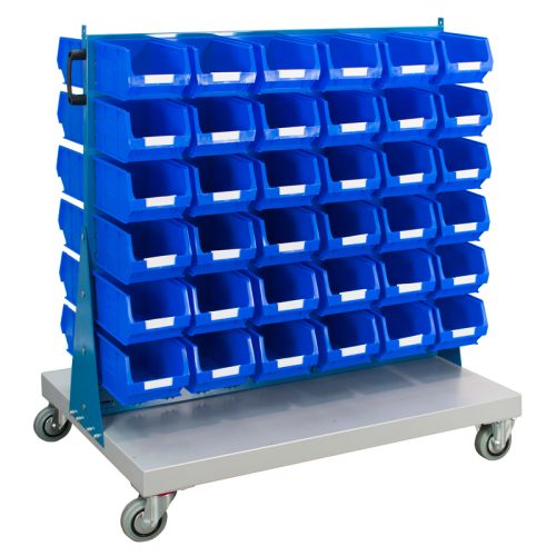 Double Sided Louvred Panel Trolley with Bins - Image 10